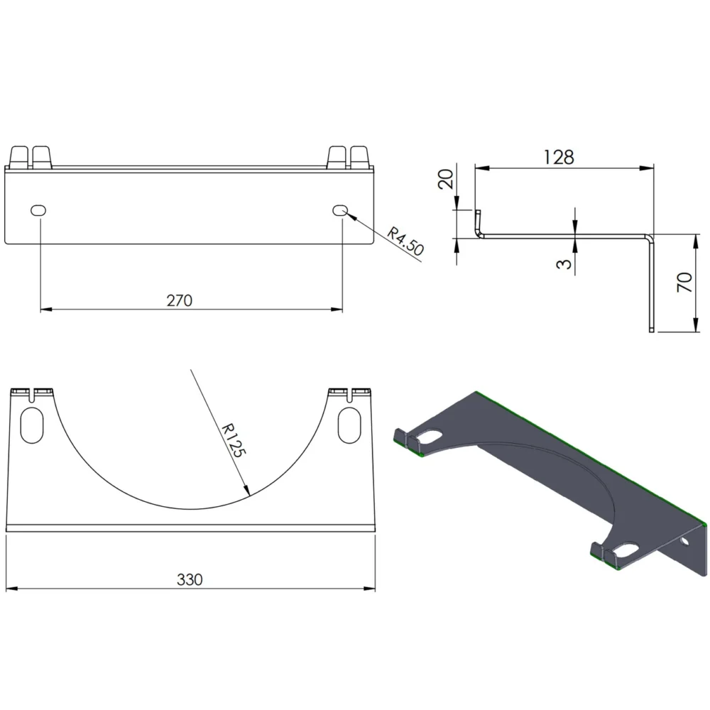 Wall holder for 1 gas cylinder, max. diameter 250 mm PRO-LINE cylinderseng
