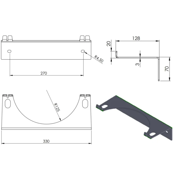 Wall holder for 1 gas cylinder, max. diameter 250 mm PRO-LINE cylinderseng