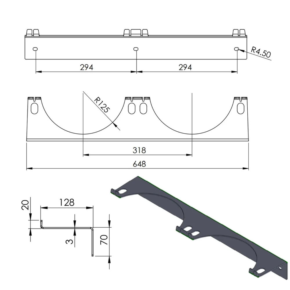 Wall holder for 2 gas cylinders, max. diameter 250 mm PRO-LINE cylinderseng