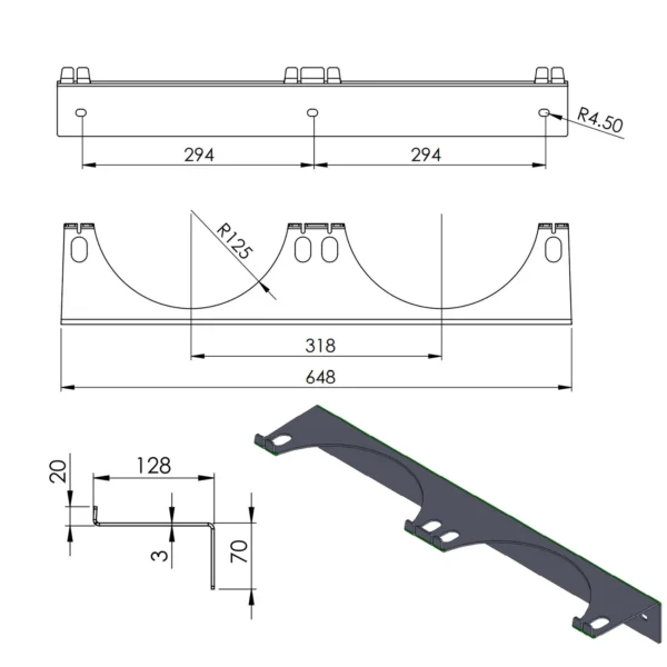 Wall holder for 2 gas cylinders, max. diameter 250 mm PRO-LINE cylinderseng