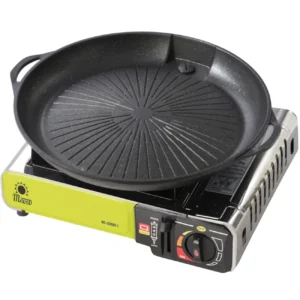 Grill grate and grill pan for a gas camping stove and grilleng
