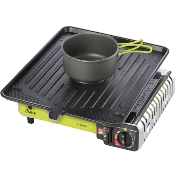 Grill grate for a gas camping stove with a CAST IRON burner functioneng