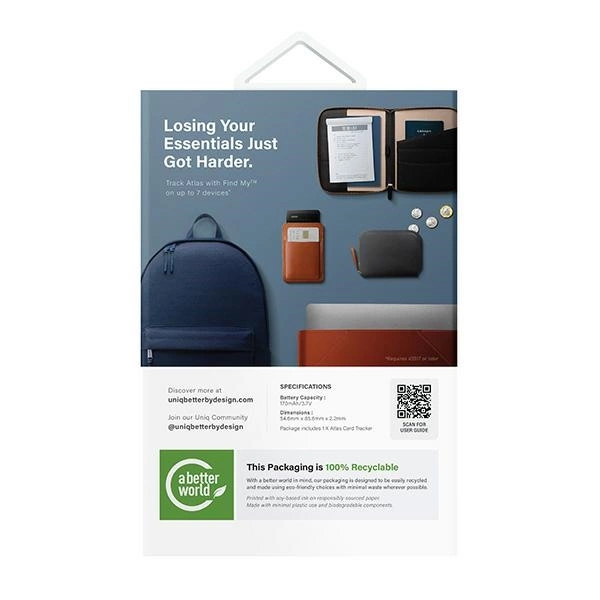 Uniq NFC locator Atlas gray/graphite Uniq-ATLASCARDTRK-GRAPHITEeng