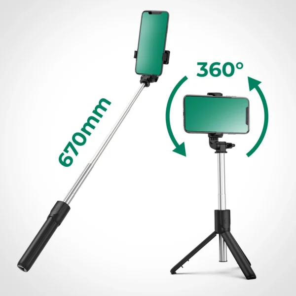 Selfie stick WRY1S telescopic tripod 0.7m for phone - blackeng
