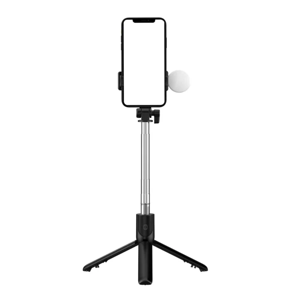Selfie stick WR1YXS telescopic tripod 0.71m with round lamp - blackeng