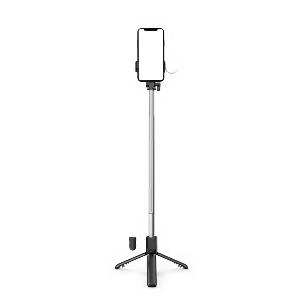 Selfie stick WR1YXS telescopic tripod 0.71m with round lamp - blackeng