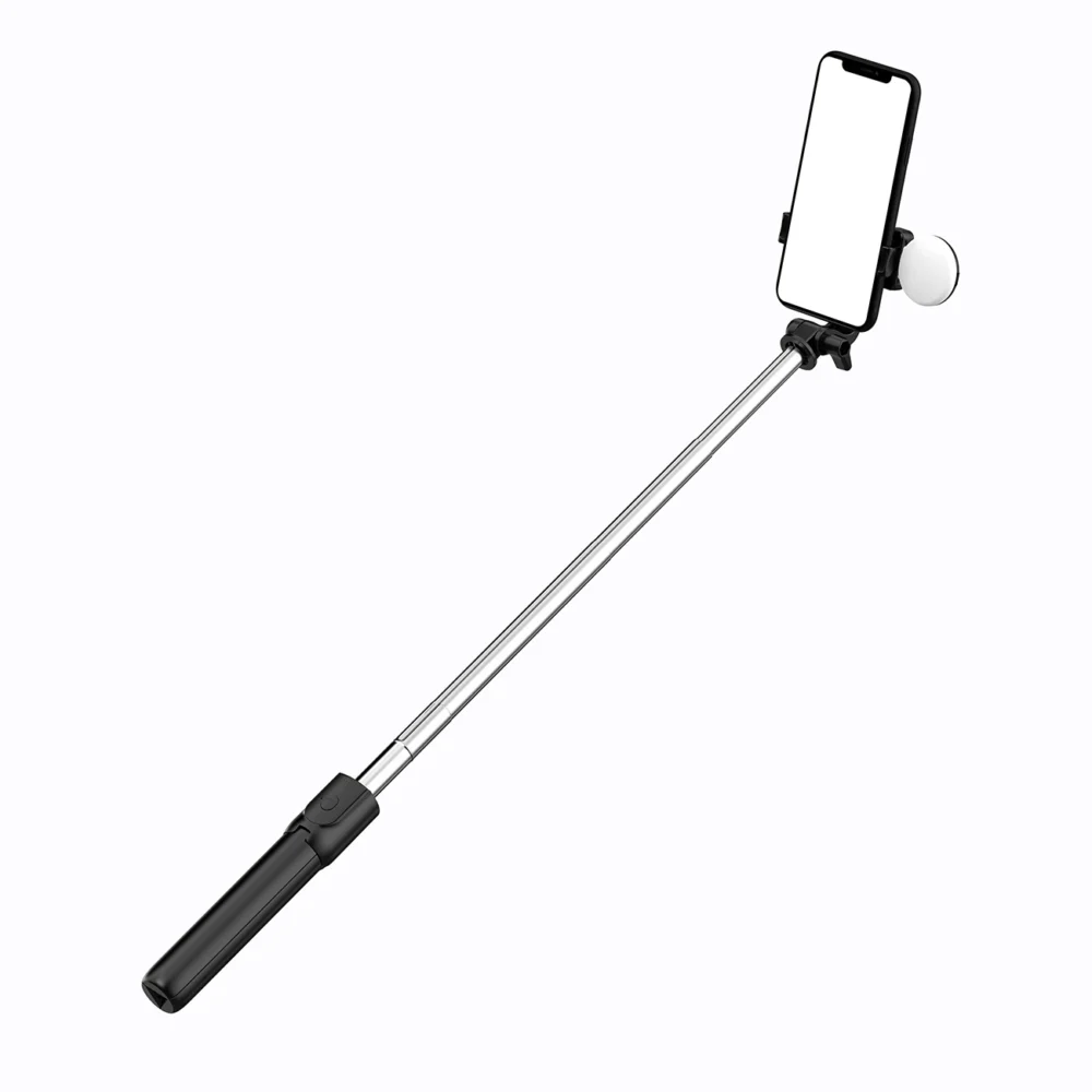 Selfie stick WR1YXS telescopic tripod 0.71m with round lamp - blackeng