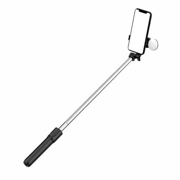 Selfie stick WR1YXS telescopic tripod 0.71m with round lamp - blackeng
