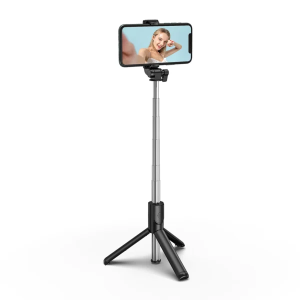 Selfie stick WHS1Y telescopic tripod 1m with phone holder - blackeng
