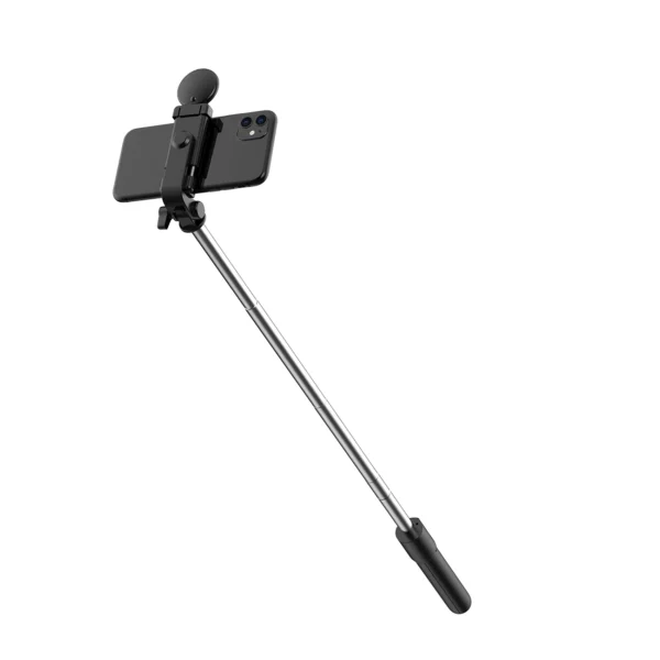 Selfie stick WH1YXS telescopic tripod 1m with round lamp and phone holder - blackeng