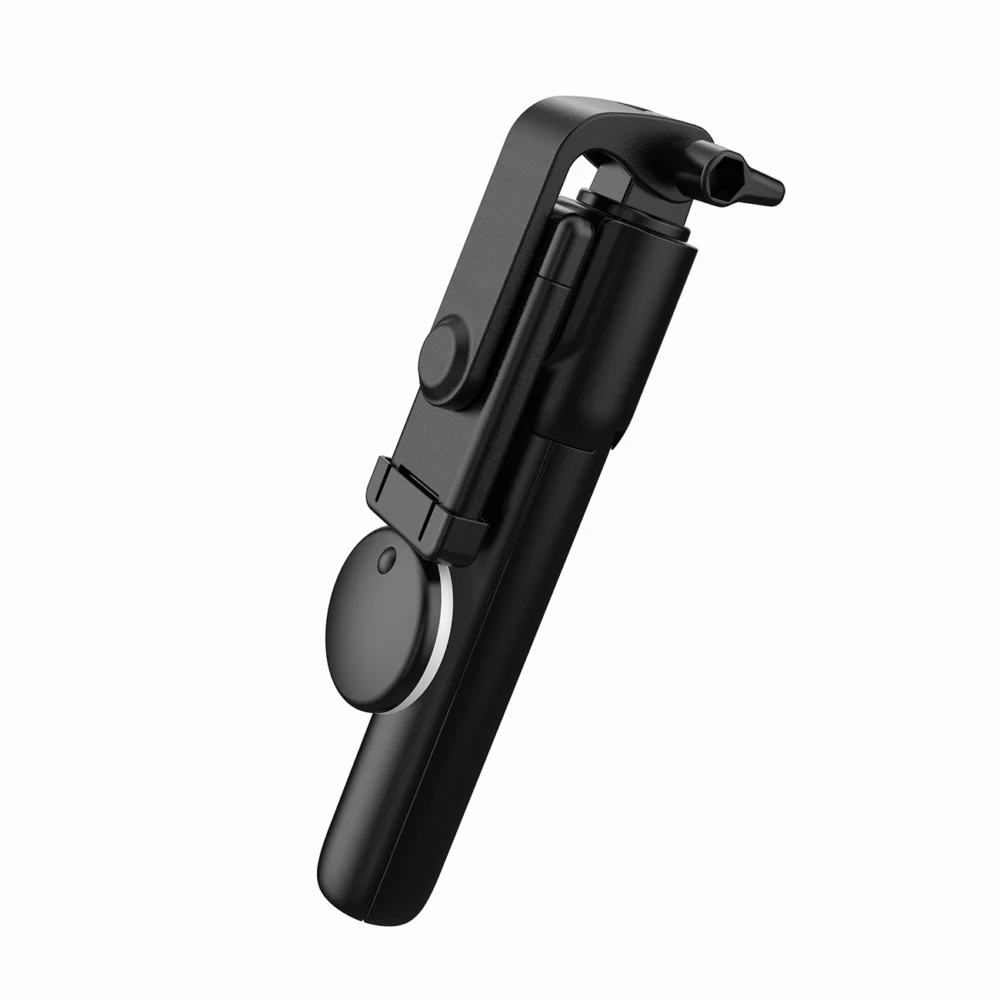 Selfie stick WH1YXS telescopic tripod 1m with round lamp and phone holder - blackeng