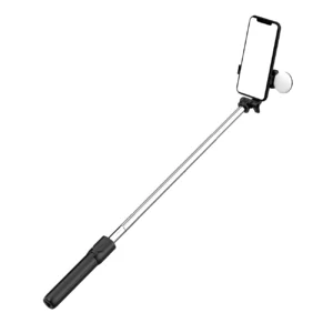 Selfie stick WH1YXS telescopic tripod 1m with round lamp and phone holder - blackeng