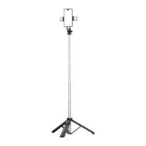 Selfie stick WC13YDS telescopic tripod 1.3m with double lamp and phone holder - blackeng