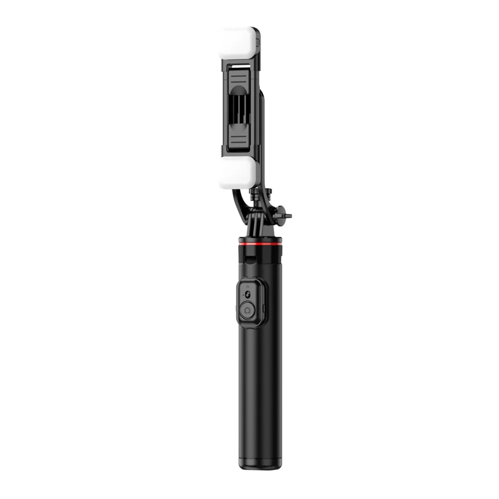 Selfie stick WC12YDS 1.3m aluminum alloy telescopic tripod with dual lamp and phone holder - blackeng