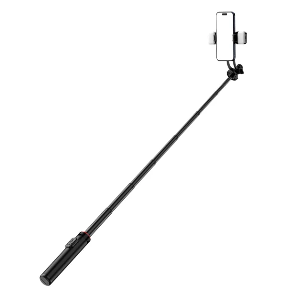 Selfie stick WC12YDS 1.3m aluminum alloy telescopic tripod with dual lamp and phone holder - blackeng