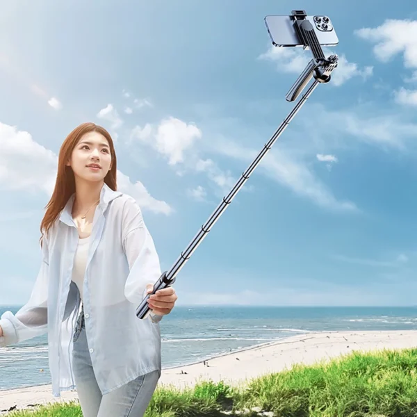 Selfie stick WH181-Y1S 1.75m aluminum alloy telescopic tripod with phone holder - blackeng