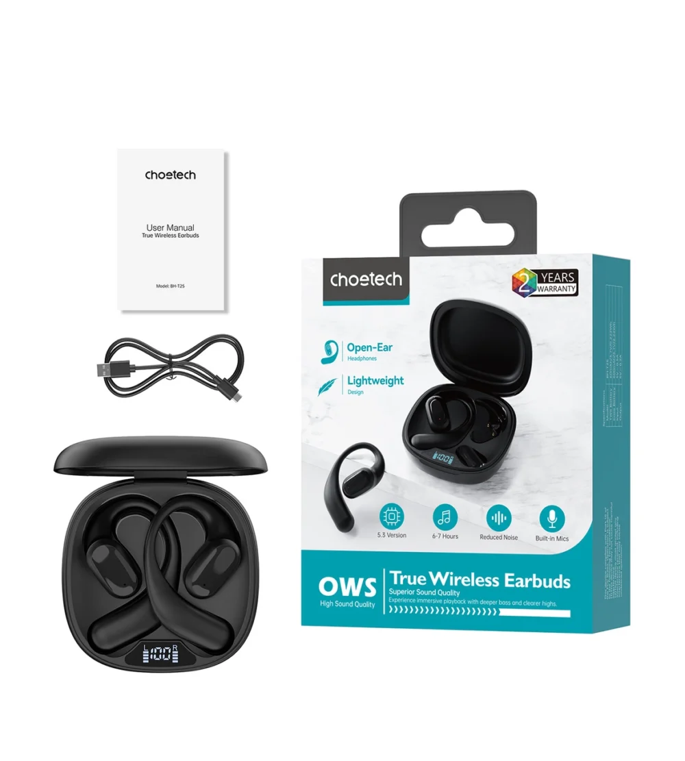 Choetech OWS wireless TWS Bluetooth 5.3 headphones - blackeng