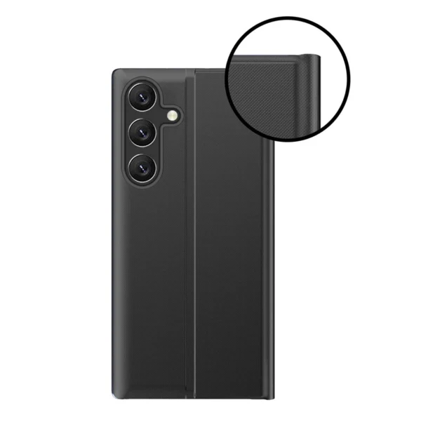 New Sleep View Case with flap and stand for Samsung Galaxy A35 - blackeng