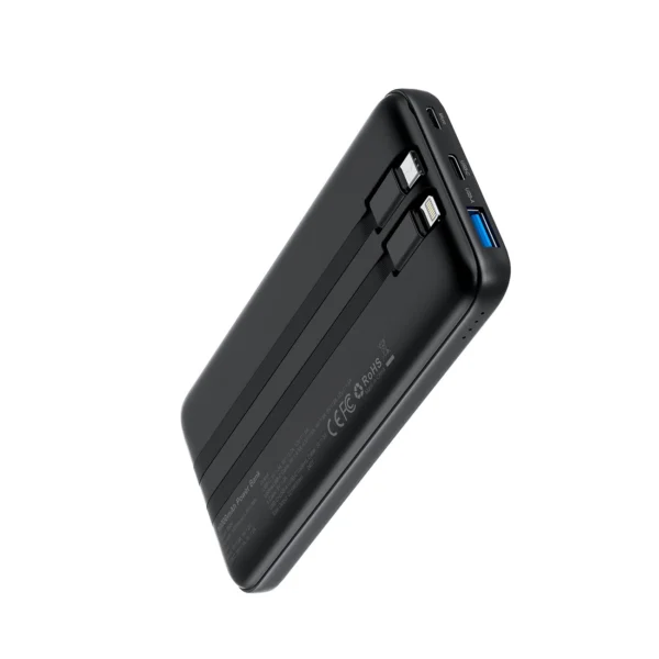 Powerbank Choetech B654 10000mAh 22.5W USB-A / USB-C / micro USB with built-in USB-C / Lightning cable - blackeng