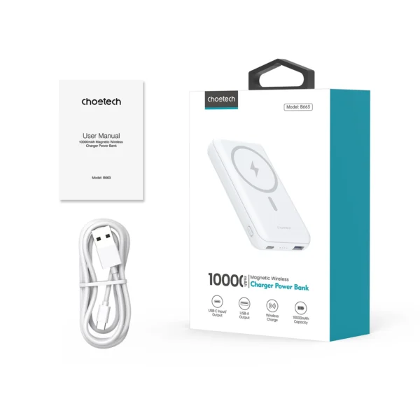 Powerbank Choetech B663 10000mAh 20W MagSafe USB-A / USB-C - whiteeng