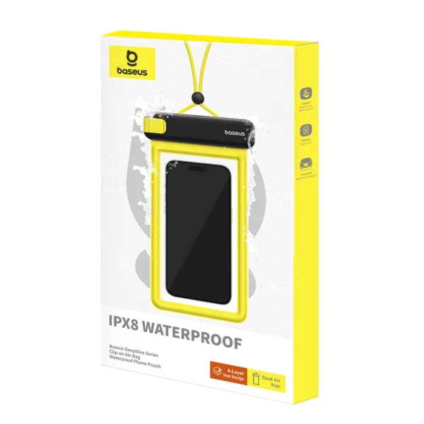 Baseus DeepDive waterproof IPX8 case with 4 layers of seal - black and yelloweng
