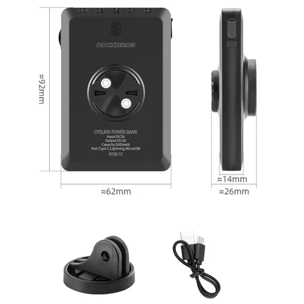 Rockbros JP008 front bike light for counter with power bank 5000mAh 150lm IPX6 - blackeng