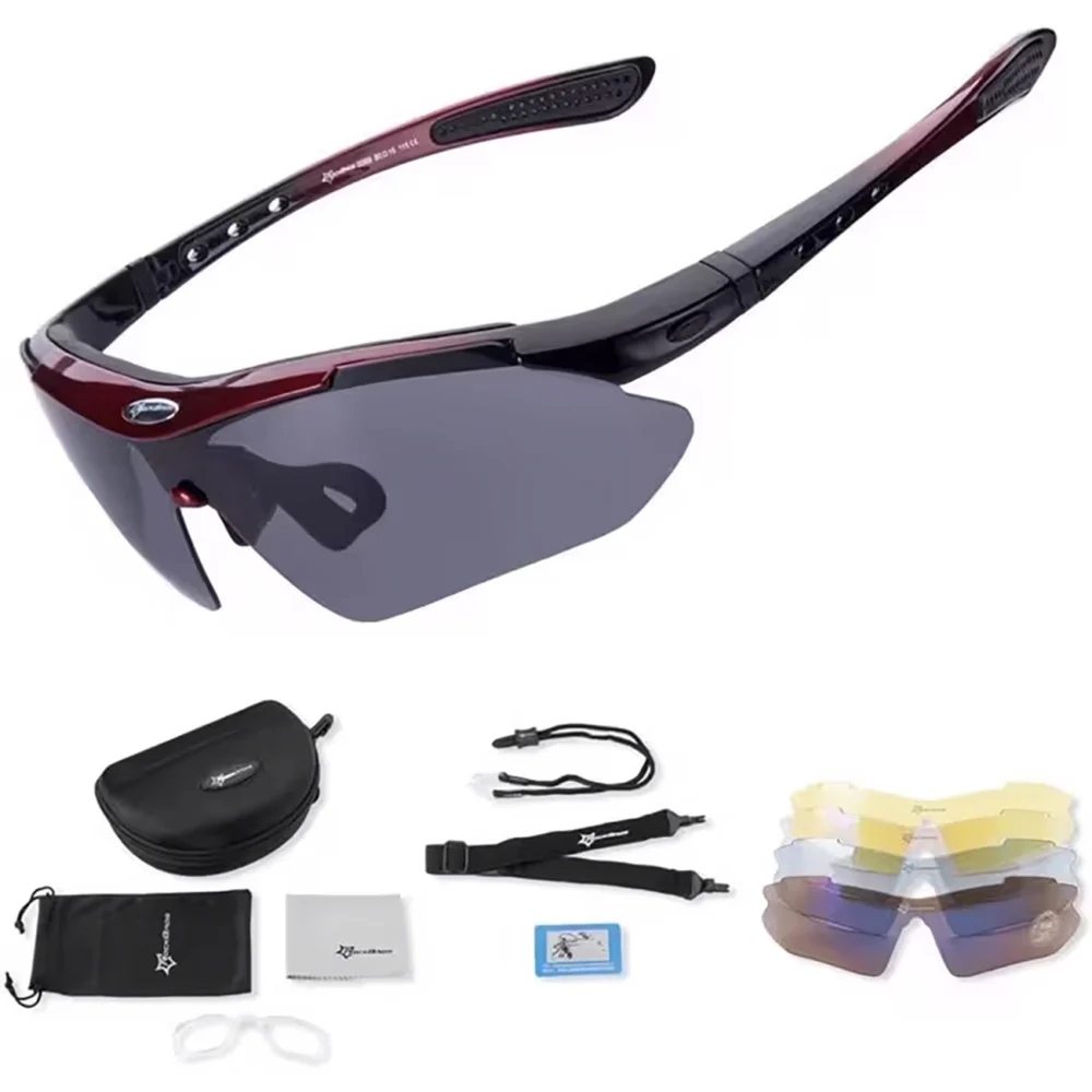 Rockbros 10001 polarizing cycling glasses - black and redeng
