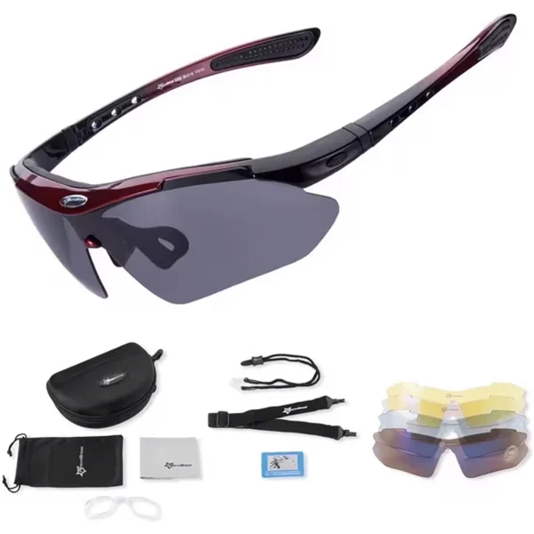 Rockbros 10001 polarizing cycling glasses - black and redeng