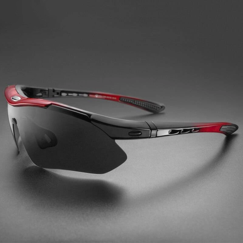 Rockbros 10001 polarizing cycling glasses - black and redeng