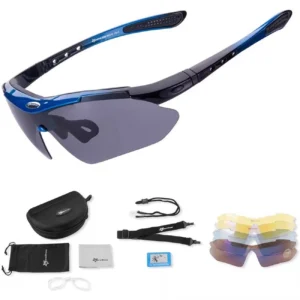 Rockbros 10007 polarizing cycling glasses - black and blueeng