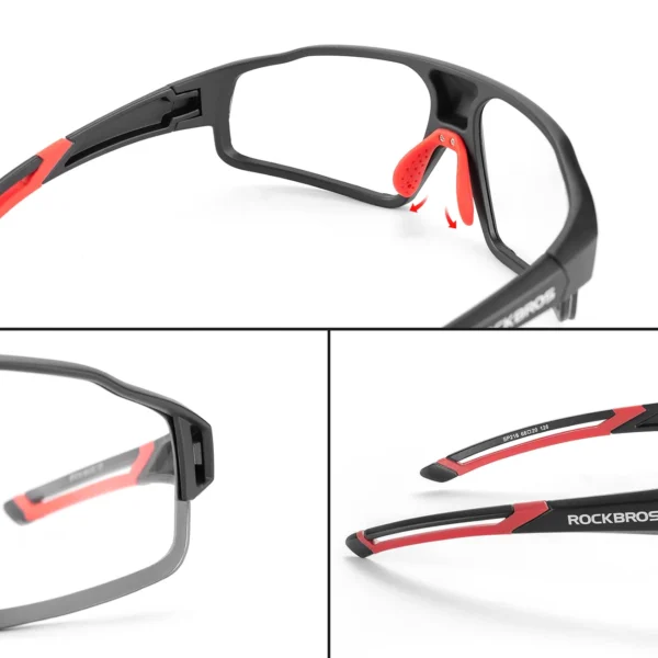 Rockbros SP216BK photochromic UV400 cycling glasses - black and redeng