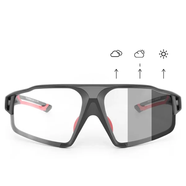 Rockbros SP216BK photochromic UV400 cycling glasses - black and redeng