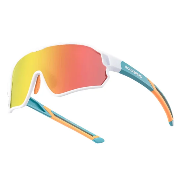 Rockbros 14110009003 polarized cycling glasses for children 8-14 years old - green and whiteeng