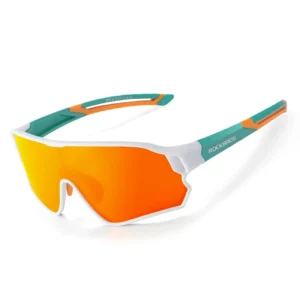 Rockbros 14110009003 polarized cycling glasses for children 8-14 years old - green and whiteeng