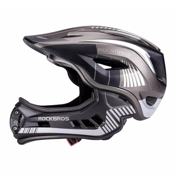 Rockbros TT-32SBTG-L children's bicycle helmet with removable chinbar, size L - grayeng