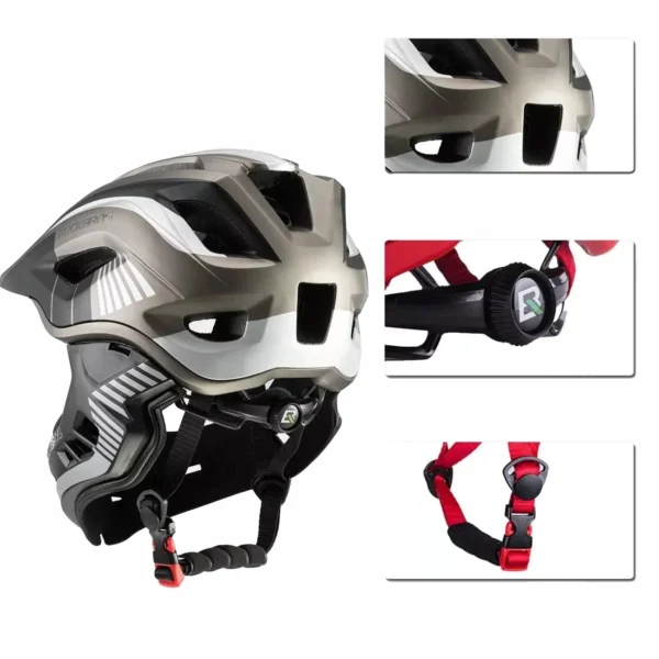 Rockbros TT-32SBTG-L children's bicycle helmet with removable chinbar, size L - grayeng
