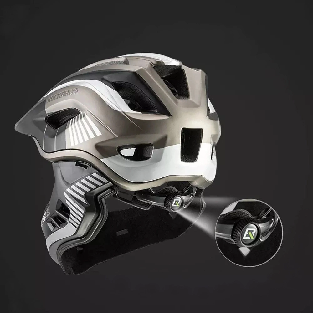 Rockbros TT-32SBTG-L children's bicycle helmet with removable chinbar, size L - grayeng