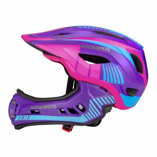 Rockbros TT-32SBPP-S children's bicycle helmet with detachable chinbar, size S - purple-pinkeng