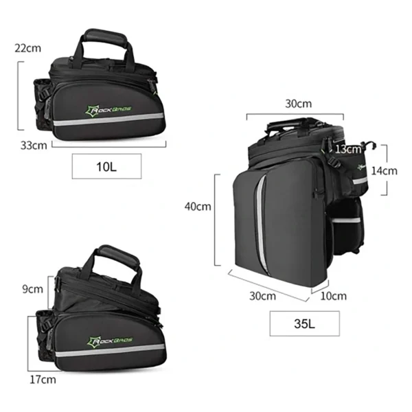 Rockbros A6-03BK bicycle bag for trunk 35 l with fold-out pockets - blackeng