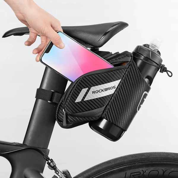 Rockbros C32BK saddle bag 1.5 l with water bottle pocket - blackeng