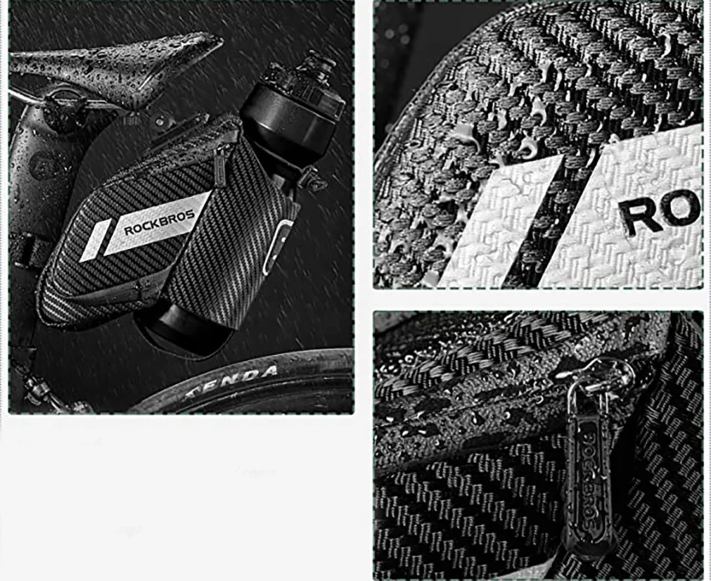 Rockbros C32BK saddle bag 1.5 l with water bottle pocket - blackeng