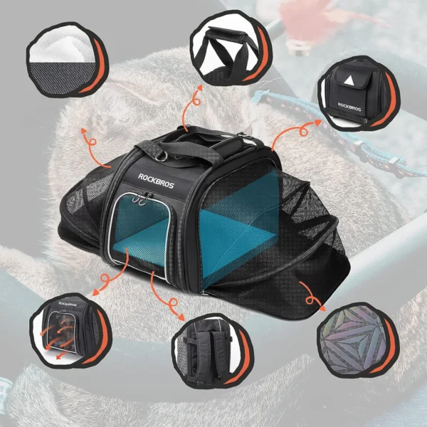 Rockbros 30140028001 transport bicycle bag for cats and dogs - blackeng