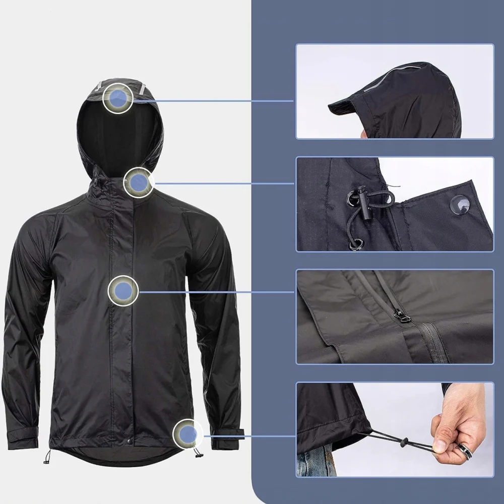 Rockbros YPY013BKXL Rain Jacket Breathable Windproof XL - Blackeng
