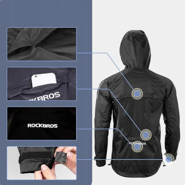 Rockbros YPY013BKM breathable windproof rain jacket M - blackeng