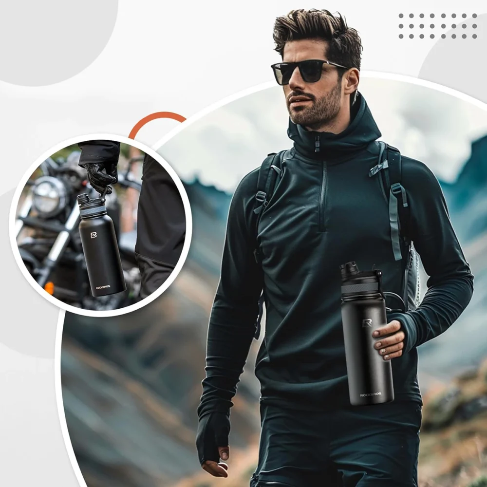 Rockbros 35210029002 Thermo Bottle for Bike Drinks 650 ml - Blackeng