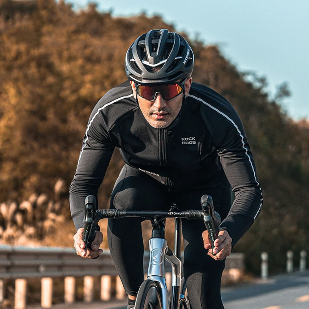 Rockbros 15400002002 long sleeve cycling jersey autumn/winter M - blackeng