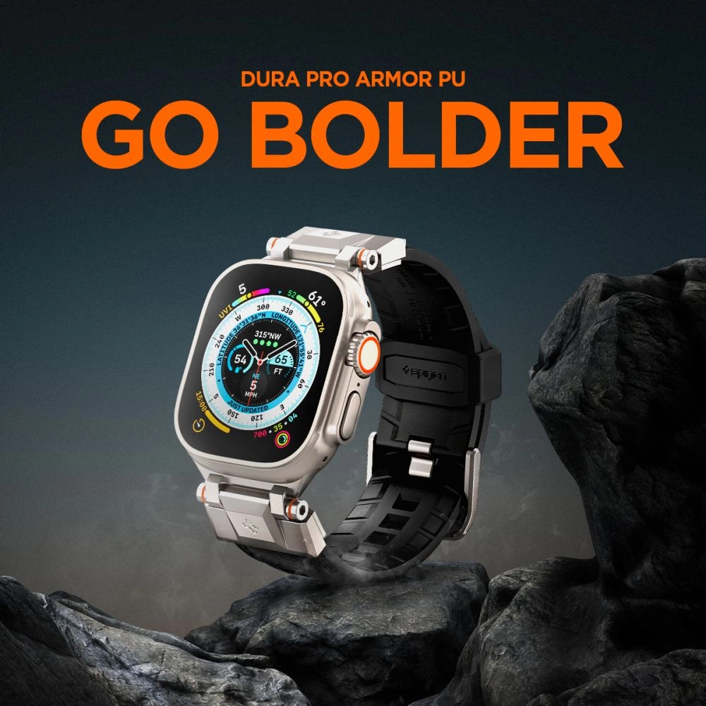 Spigen Durapro Armor PU Strap for Apple Watch 4/5/6/7/8/9/SE/Ultra 1/2 (42 / 44 / 45 / 49 mm) - Blackeng