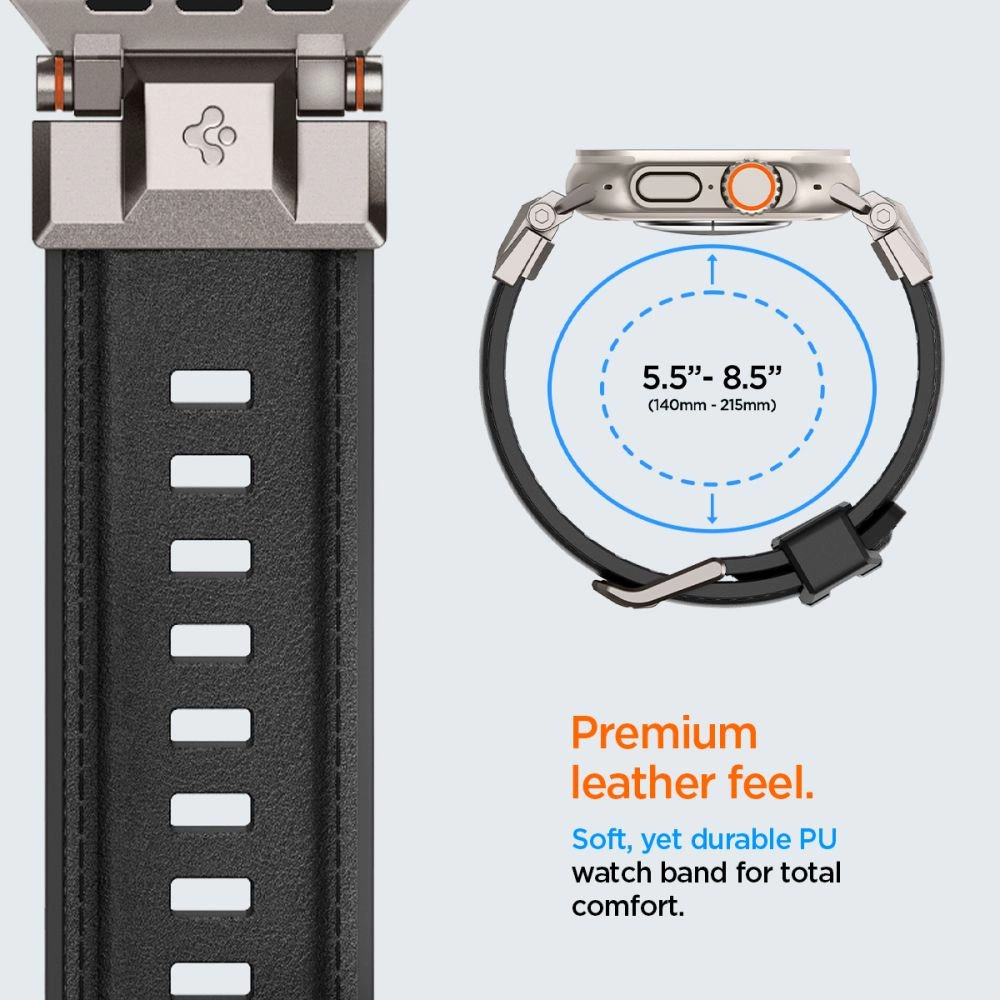 Spigen Durapro Armor PU Strap for Apple Watch 4/5/6/7/8/9/SE/Ultra 1/2 (42 / 44 / 45 / 49 mm) - Blackeng