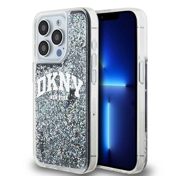 DKNY Liquid Glitter Big Logo iPhone 14 Pro Case - Blackeng