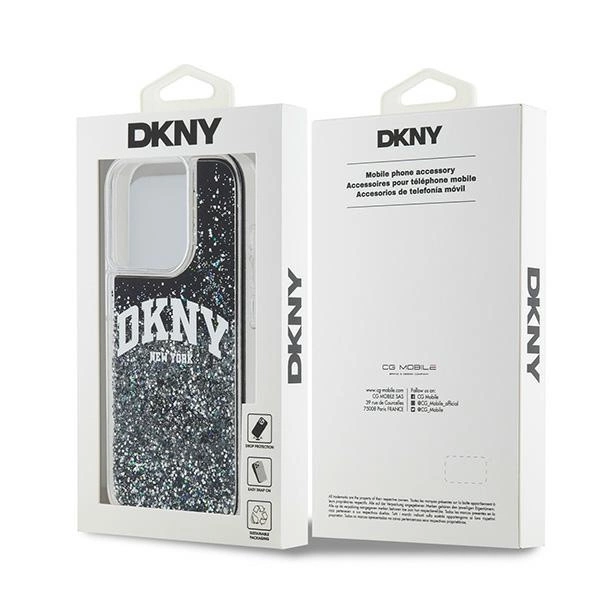 DKNY Liquid Glitter Big Logo iPhone 14 Pro Case - Blackeng